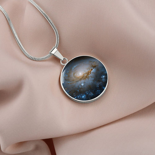 Blue Galaxy Necklace, Space Collection (Silver)