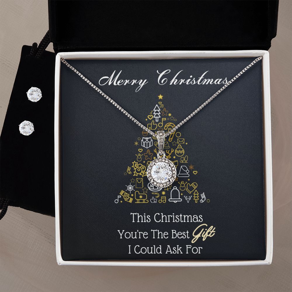 This Christmas You're The Best Gift I Could Ask For, White Gold Necklace and Earring Set