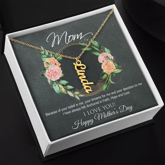 Gift for Mom Any Name Necklace, Mother Gift, up to 10 letters, 18K Gold Finish