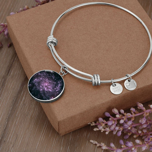 Purple Galaxy Bangle, Space Collection (Silver)