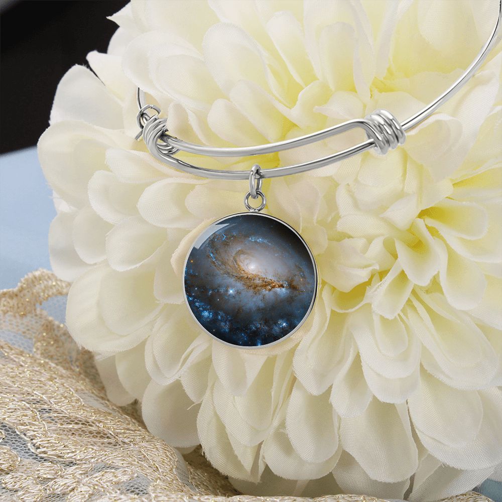 Blue Galaxy Bangle, Space Collection (Silver)