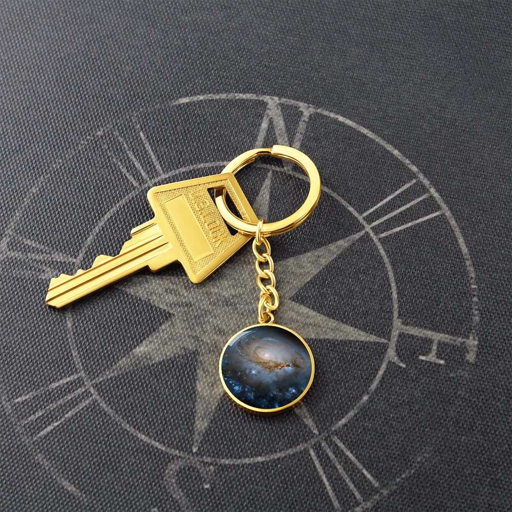 Blue Galaxy Keychain, Space Collection (18k Gold)